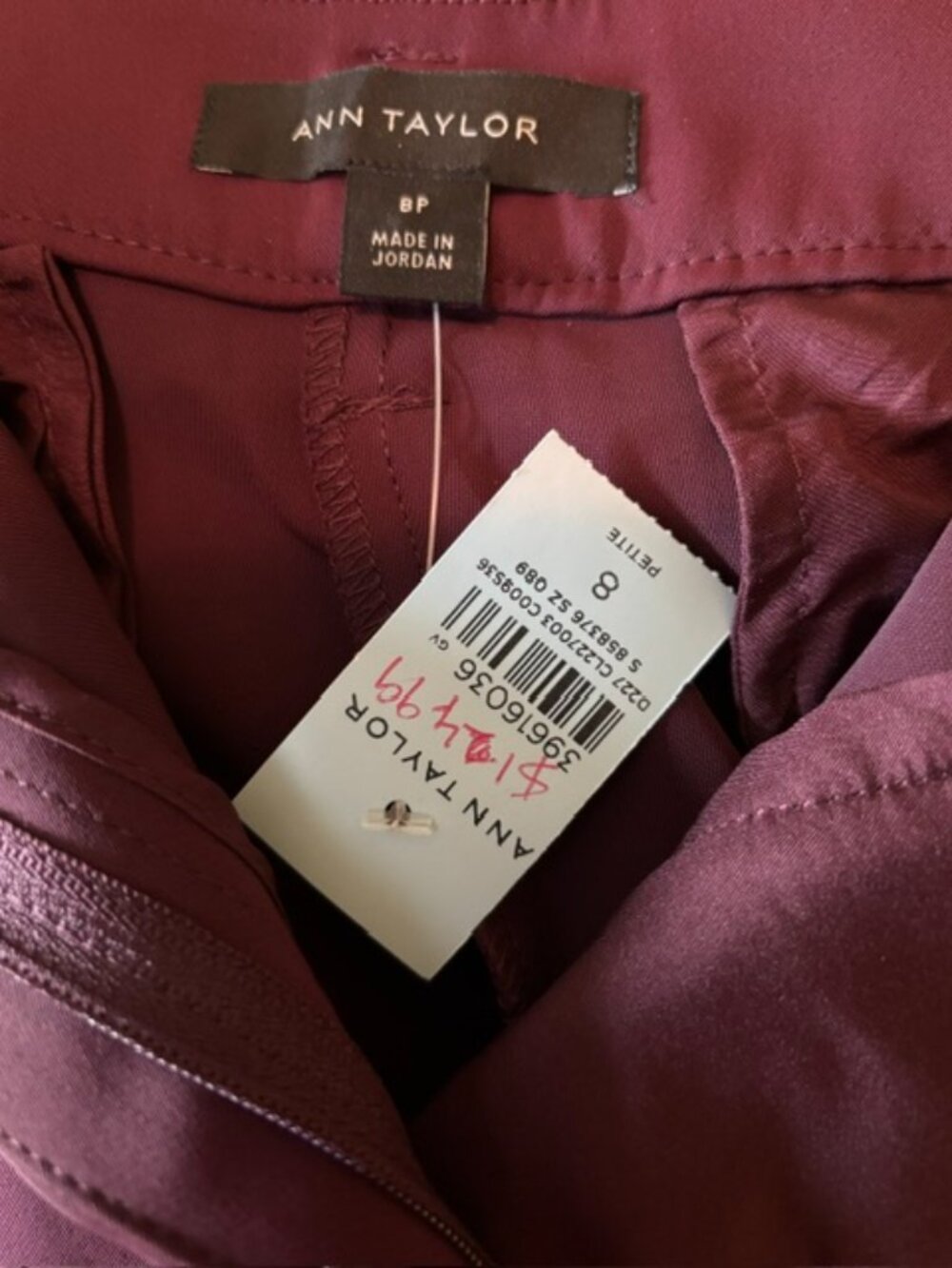 Ann Taylor Poised Plum Pleated Wide Leg Pant in Bi-Stretch Size 8 Petite - Picture 3 of 8